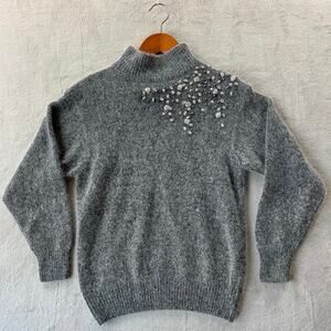 Vintage Arlando Sweater Small Gray Silk Angora Rabbit Hair Lambswool Supersoft
